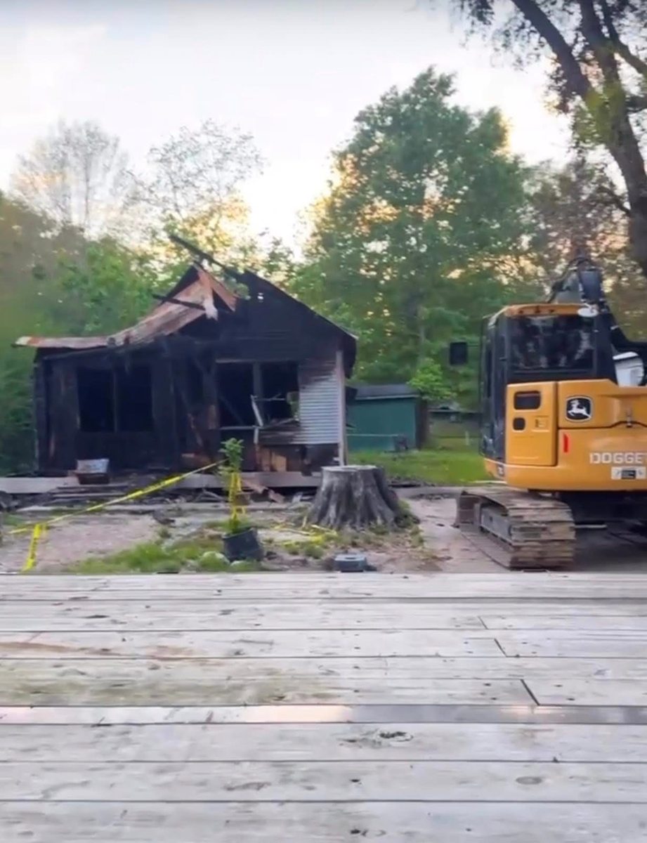 Excavator at a demolition project